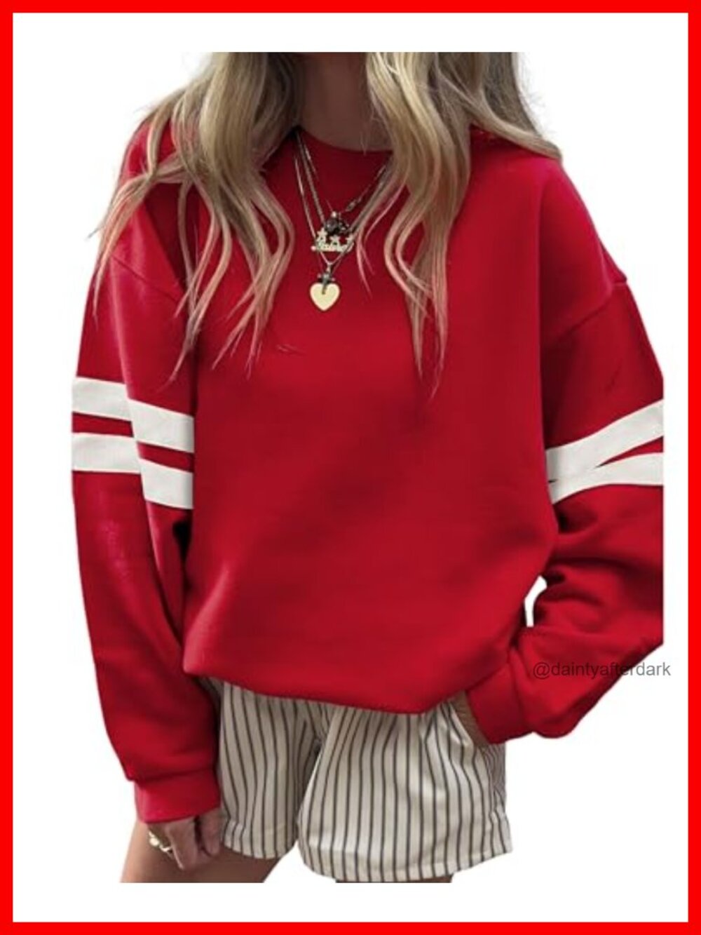 Striped Oversized Crewneck Sweatshirt Pullover Long Sleeve Top